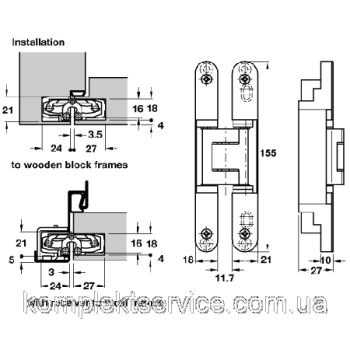Скрытая дверная петля Simonswerk TECTUS TE 240 3D N Латунь 4 243.69 грн.